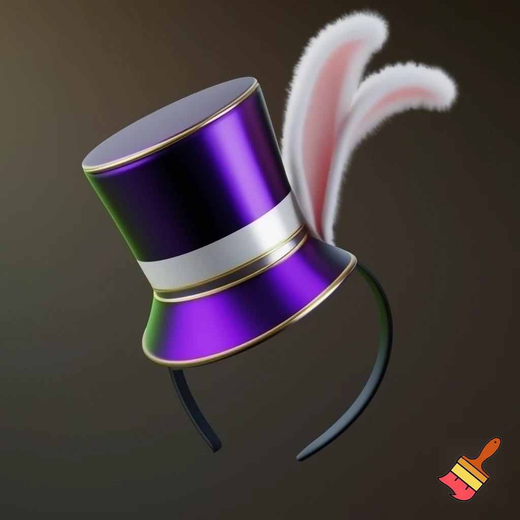 Easter bunny top hat headband, purple and white gold and silver top hat black purple dark purple