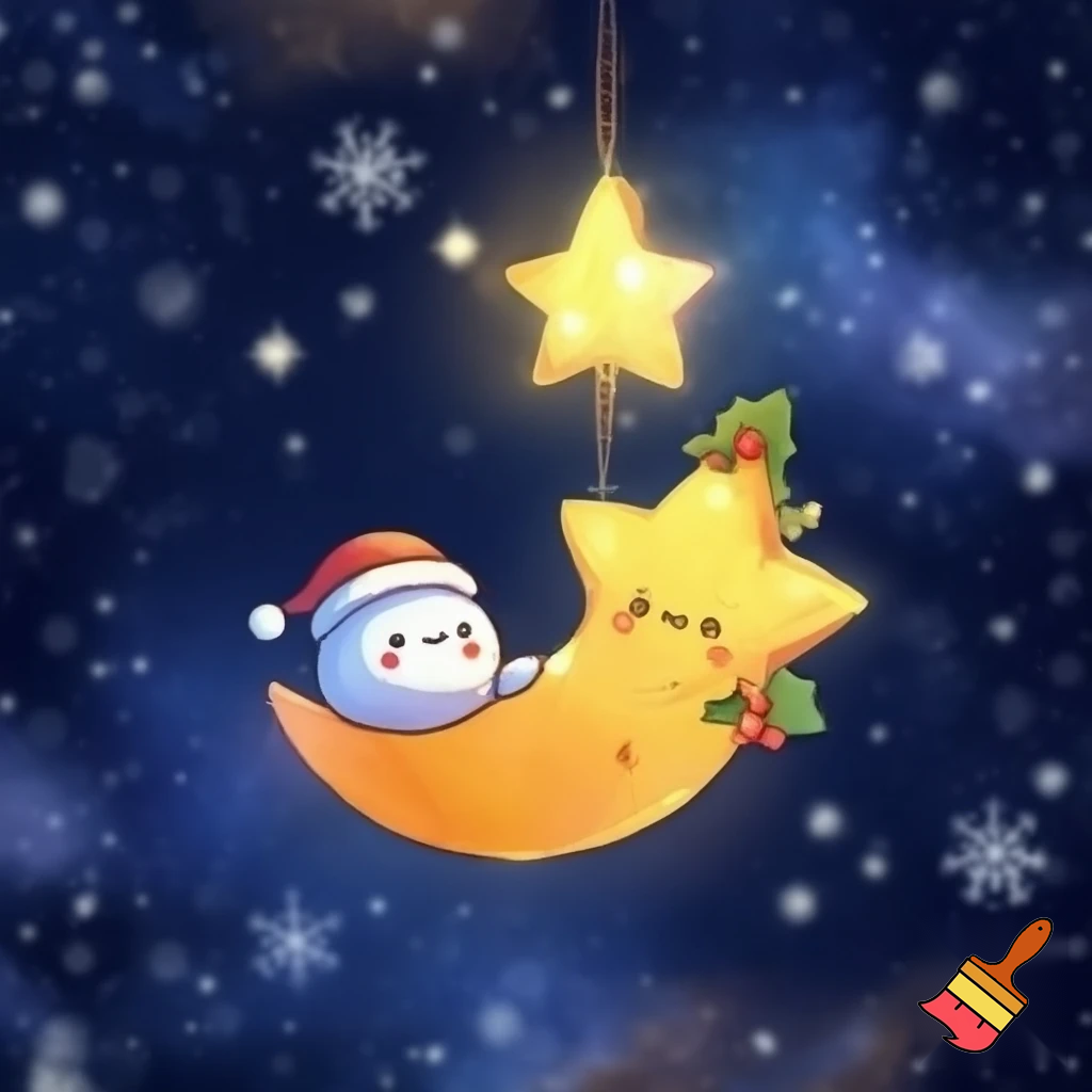 Star and moon christmas cartoon