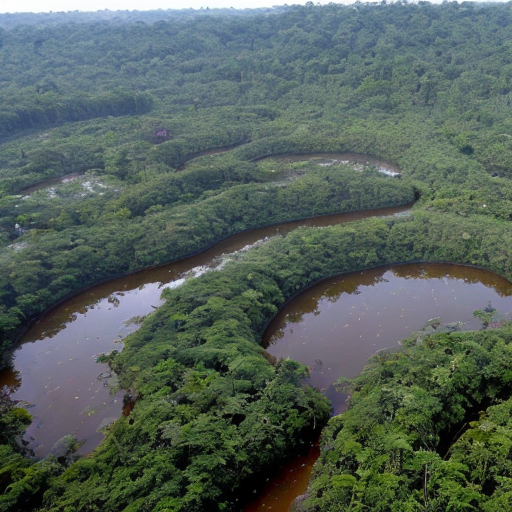 Amazon rain forest village with solor panls
