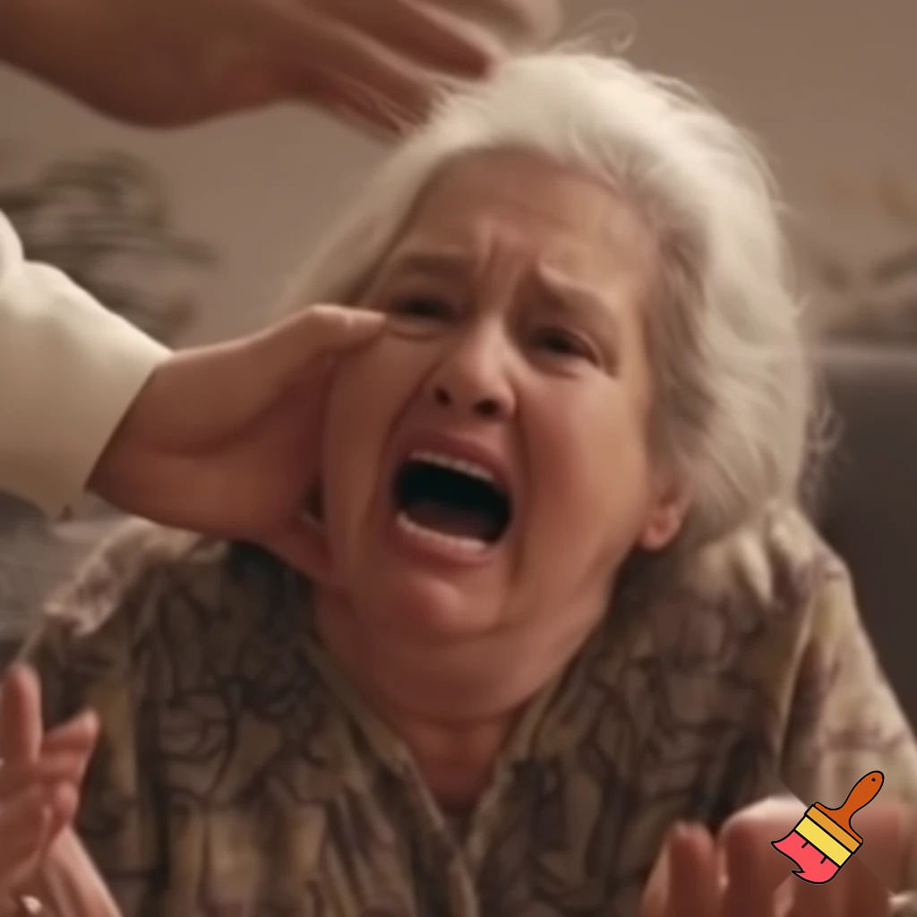 Old Woman screams in agony because she's being incinarated. 
