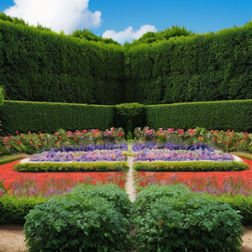 flower garden with blue sky with a praying mantis h.r. giger style