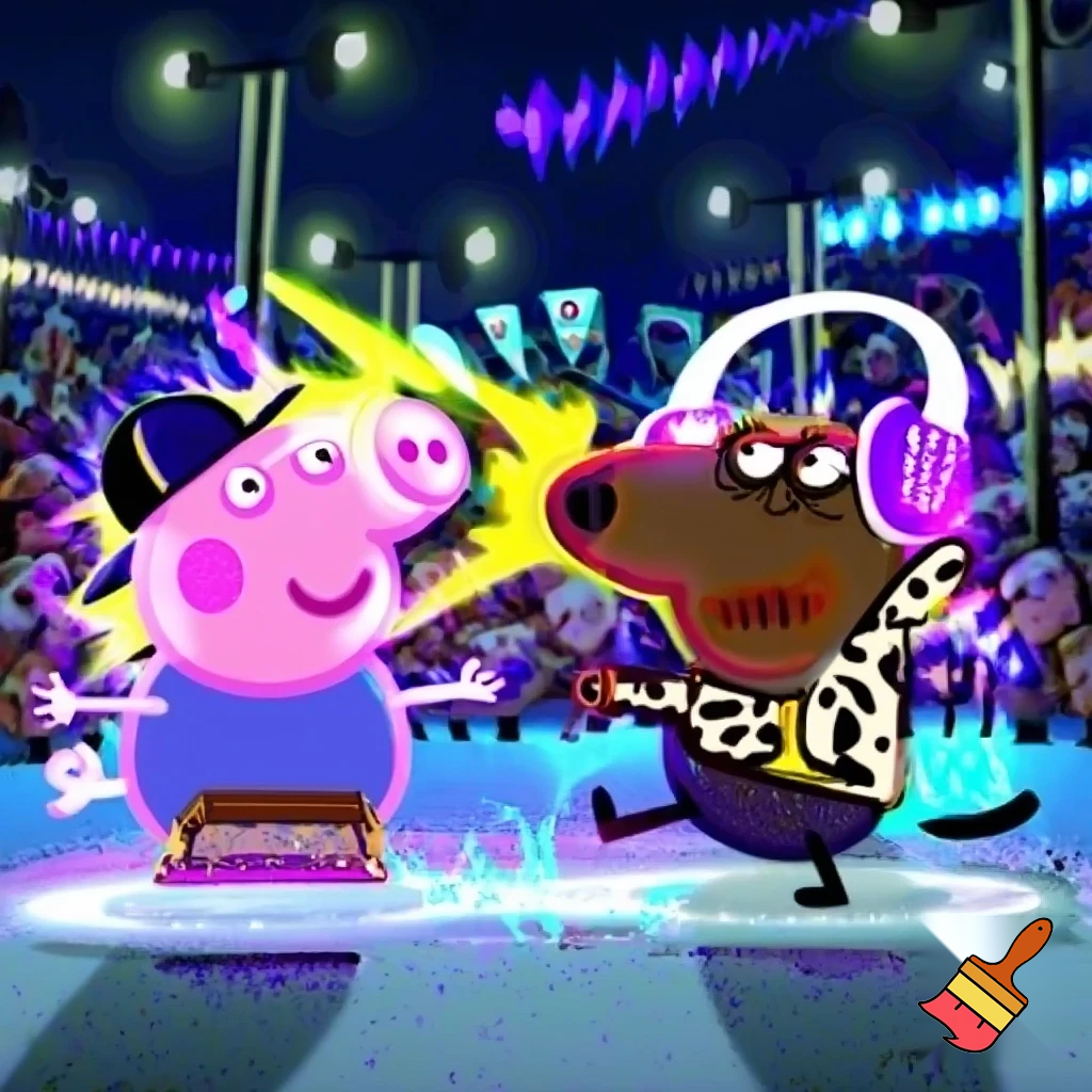 Peppa pig and Danny dog doing a sick rap battle 