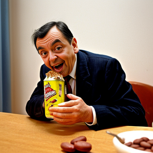 mr bean eating a can of beans
