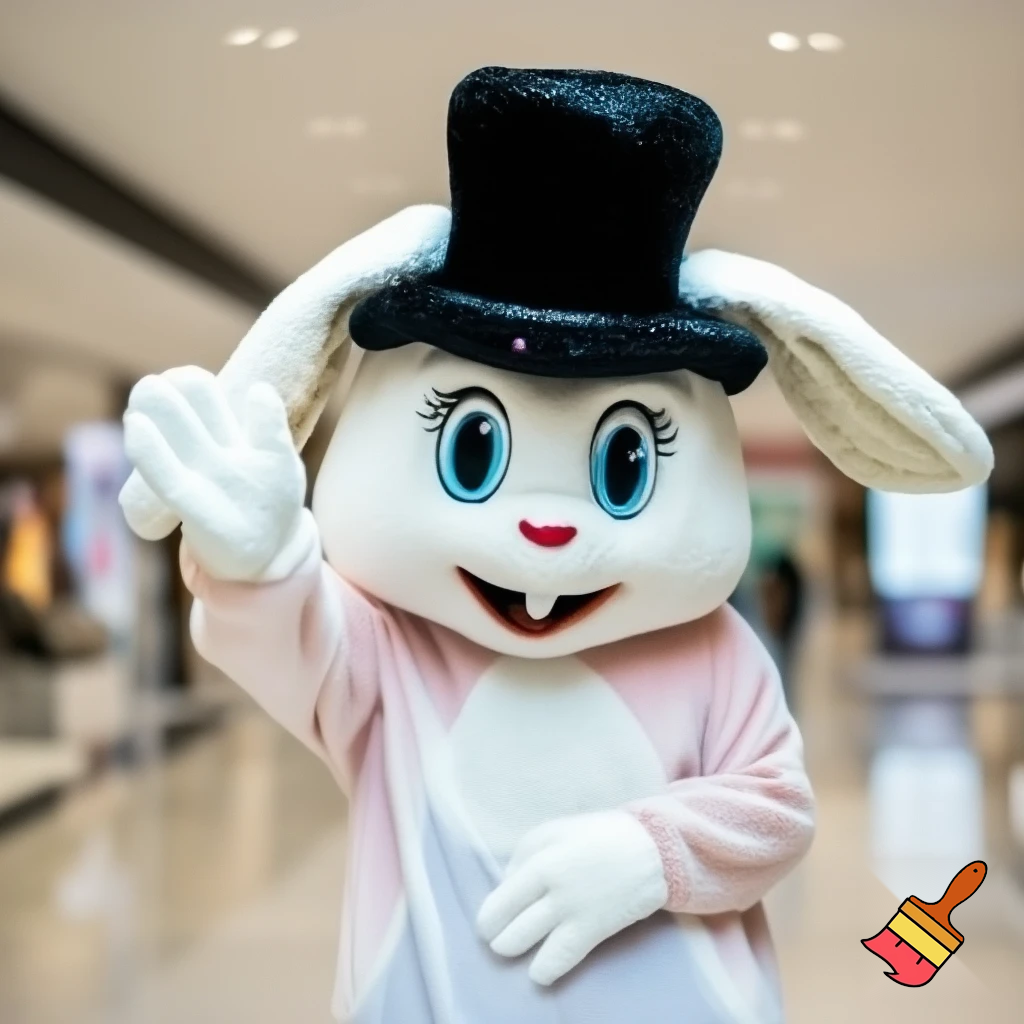  Easter bunny mascot costume magic top hat shopping centre Easter next year