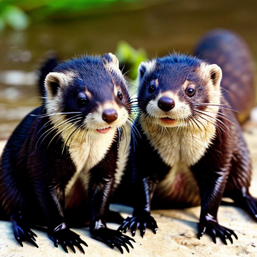 An image of one large and carnivorous species, of placental mammal, in the carnivore placental mammal order (Carnivora), and in the weasel family (Mustelidae). Which it look like a mix of four species, of carnivore placental mammals, in the weasel family (Mustelidae). The four species, of carnivore placental mammals, in the weasel family (Mustelidae), are the wolverine, or Gulo gulo, the honey badger, or Mellivora capensis, the European polecat, or Mustela putorius, and the yellow-throated marten, or Martes flavigula. And it look like a mix of two species of otters, in the weasel family (Mustelidae). The two species of otters, in the weasel family (Mustelidae), are the African clawless otter, or Aonyx capensis, and the giant Amazonian river otter, or Pteronura brasiliensis.