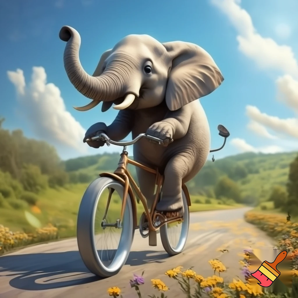 I want an image of elephant cycling