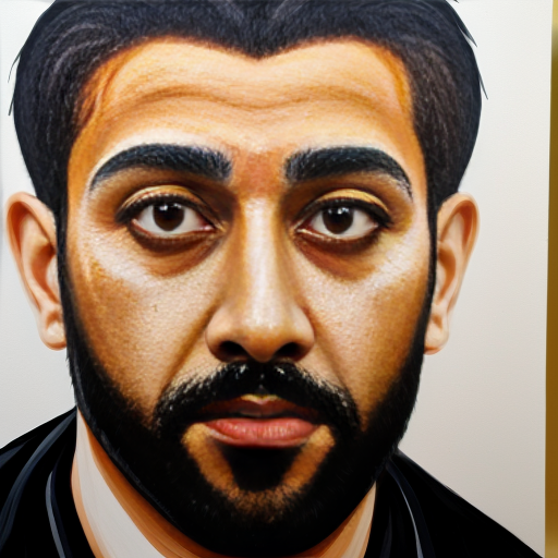 mans face in the acrylic painted style of Hashim akib