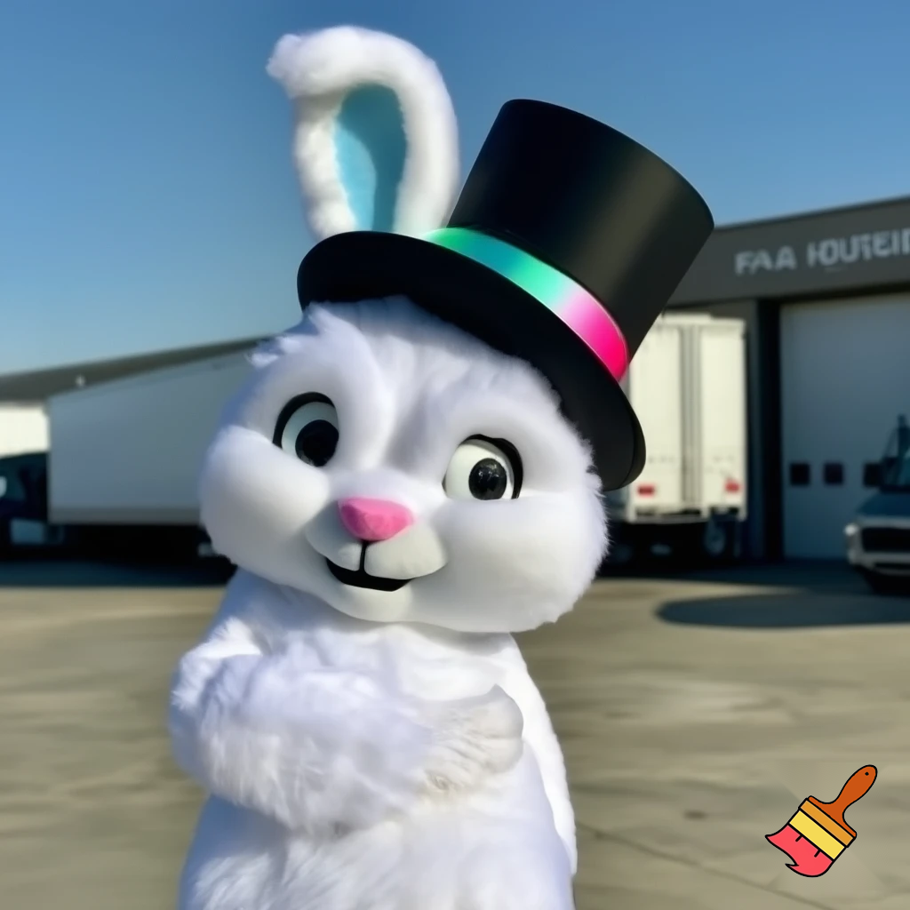 Mascot costume, Easter bunny top hat special top hat falcon gate trucking Centre