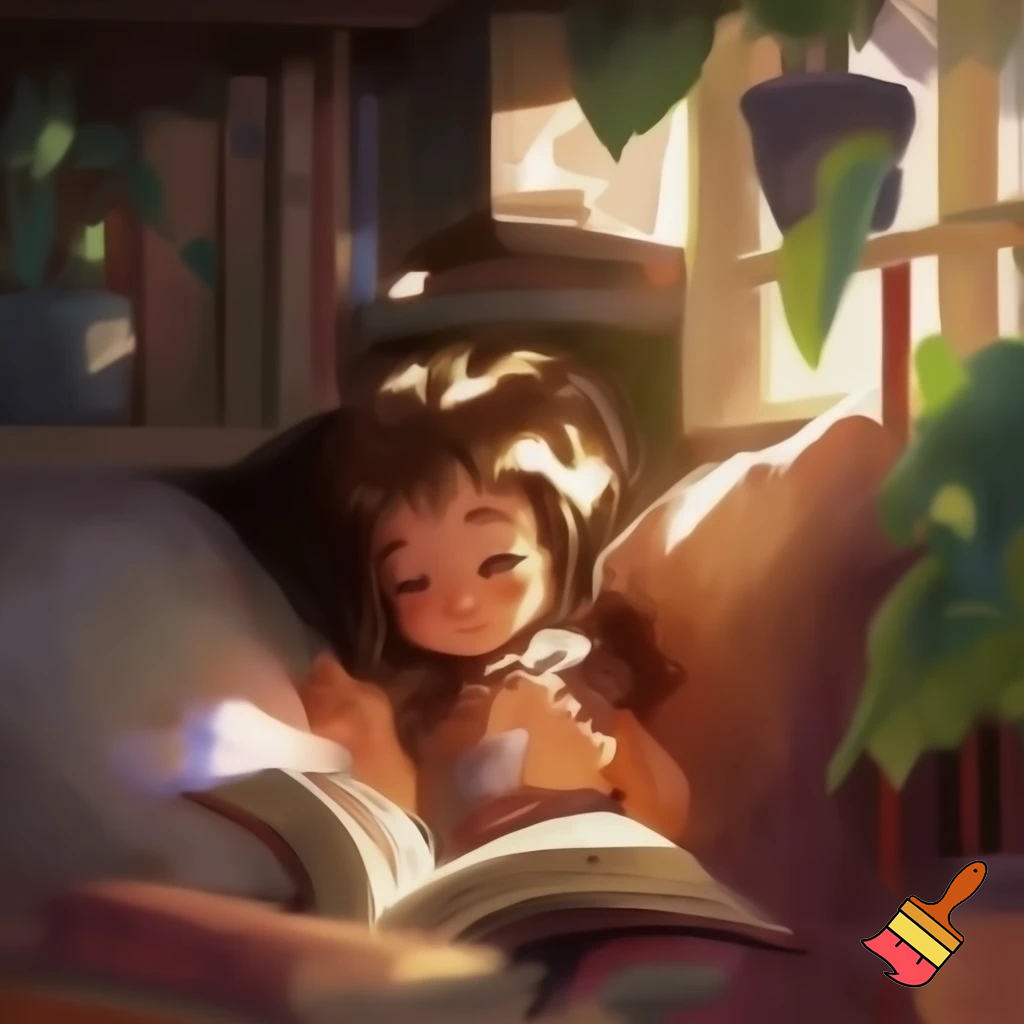 An image of a girl in a little nook reading a book.