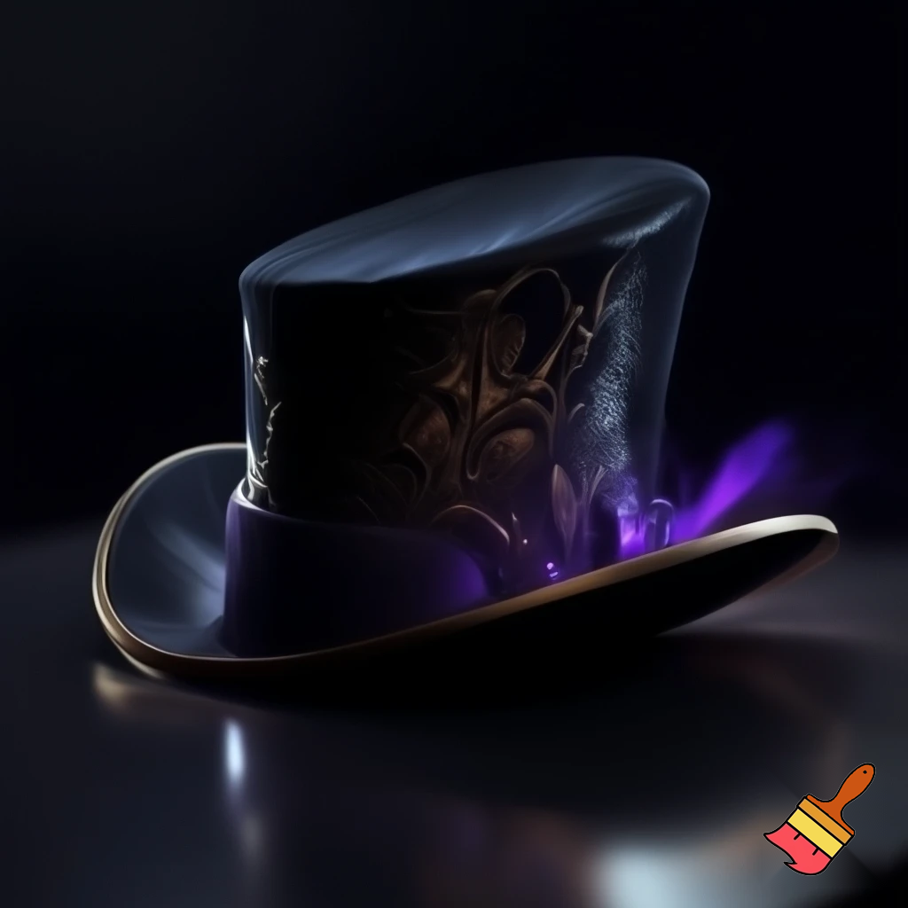 Old top hat velvet dark black golden purple