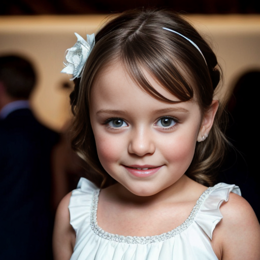 swedish brunette little girl  at party dress, very beautiful, on the party