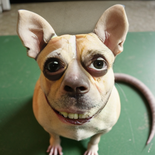 Photo of a half dog half fish and half rat weird ugly creature thing