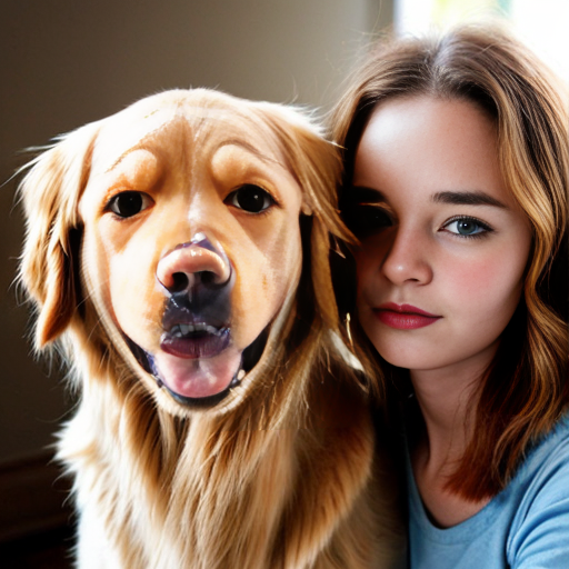 genarate the animals given(golden retriever and cat) in the pictures into a realistic human couple  