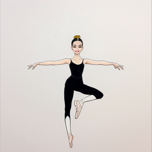 Ballettänzer mit langer Leggins als minimalistische karikaturhafte Zeichnung wie mit dickem schwarzem Filzstift auf weißem Hintergrund
