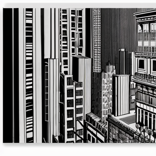 City inspired in the german expressionism architecture, exagerated forms and lines. Dasrk tone