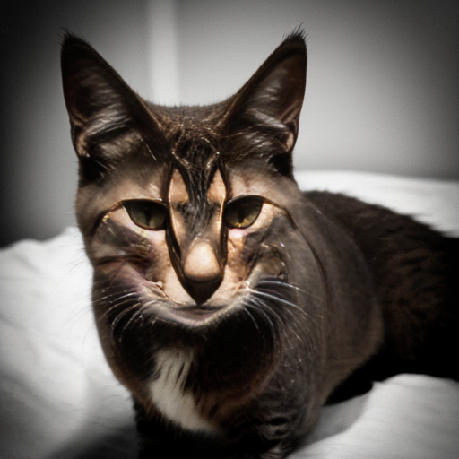 evil, sinister stare with scary smirk mugshot backround scary Feral cat