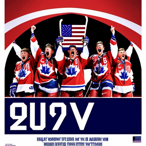 A poster of the USA celebrating that they won the hockey final gold medal game against Canada