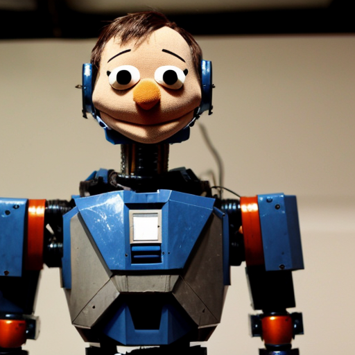 tony the puppet in a mech suit