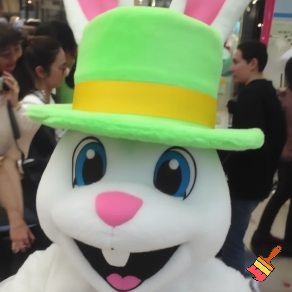Easter bunny mascot costume shopping Centre top hat