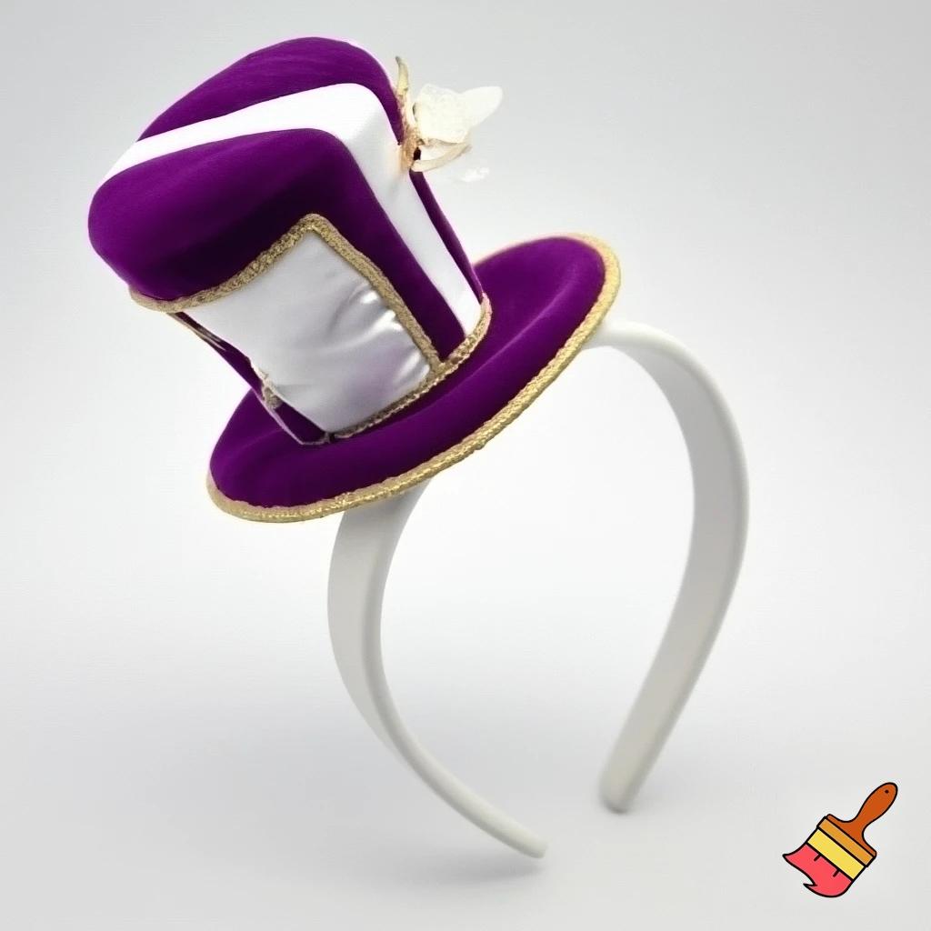 Easter bunny top hat headband, purple and white with gold