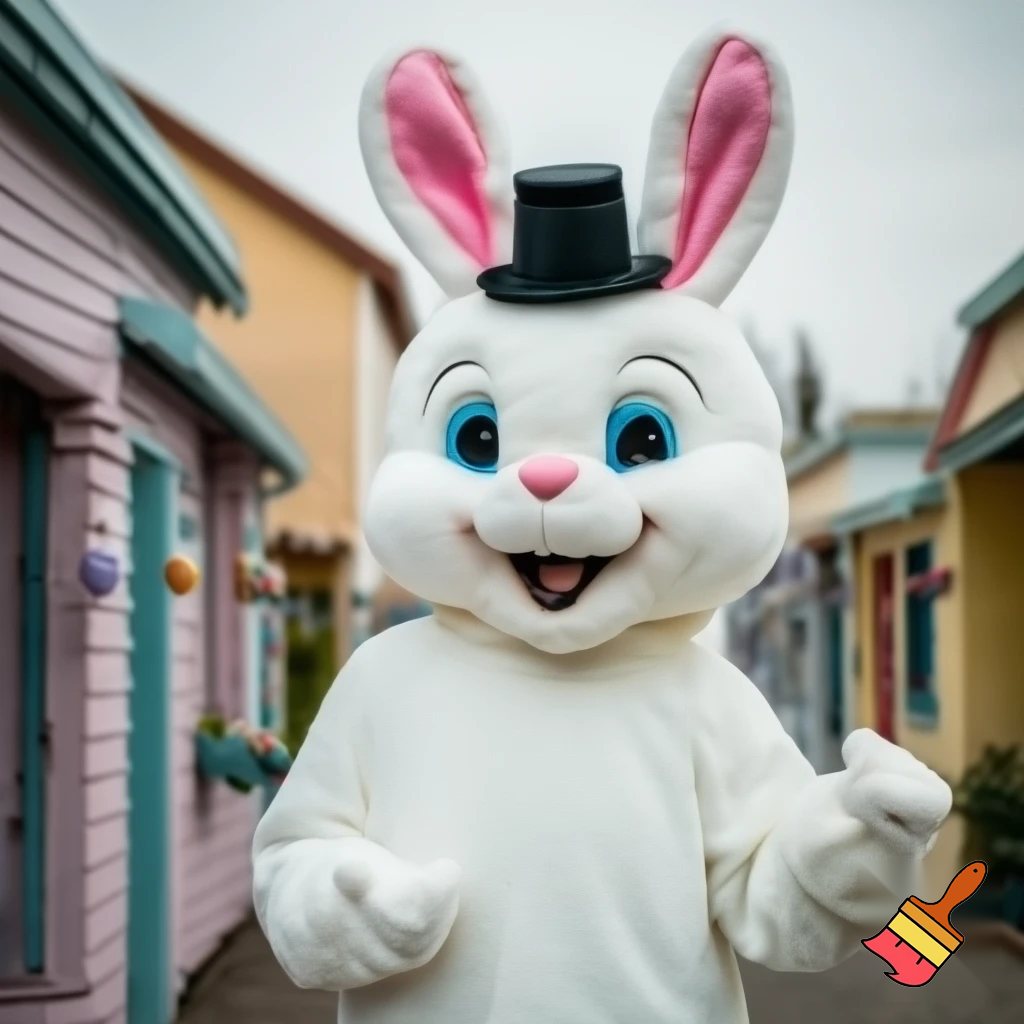 Easter bunny mascot costume top hat Easter only sells house