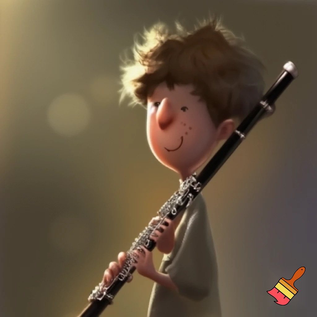 clarinet kid who is weird that lookes like a thrombone player with a huge nose and brown hair