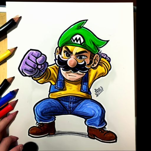Draw yourself fighting wario