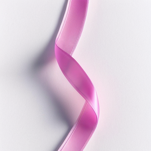 Pink cancer ribbon on white background
