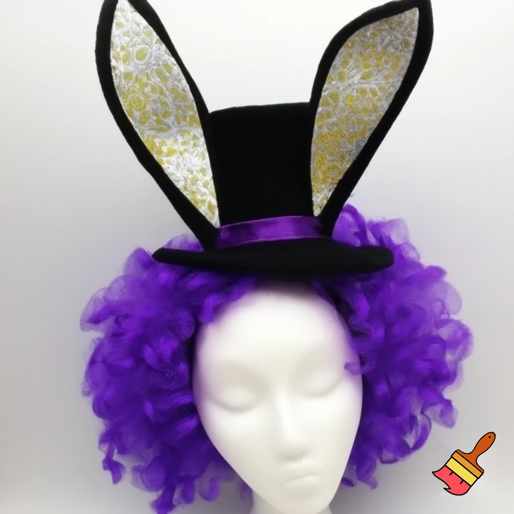 Easter bunny top hat headband, purple and white gold and silver top hat black purple dark purple