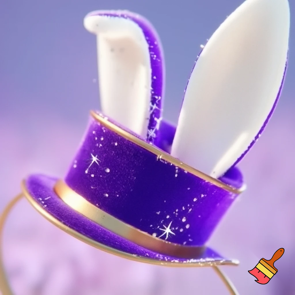 Special top hat headband Easter headband with rabbit, ears, purple and white purple and white with glitter velvet golden purple and white with glitter silver