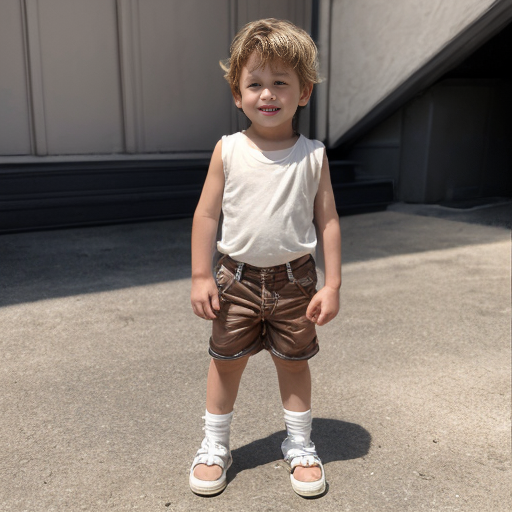 a nurvous short tan boy with colorful chothing
