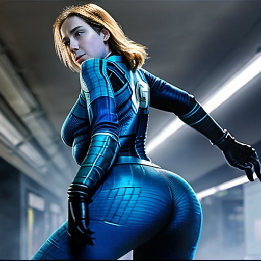 show Sue Storm's (only sue storm invisible woman) (from the fantastic four as Vanessa Kirby) juicy biggest booty showing the screen but more more closer the screen more closer to the screen showing a juicy biggest booty and farting with gassy gas and she touch on his own juicy biggest booty