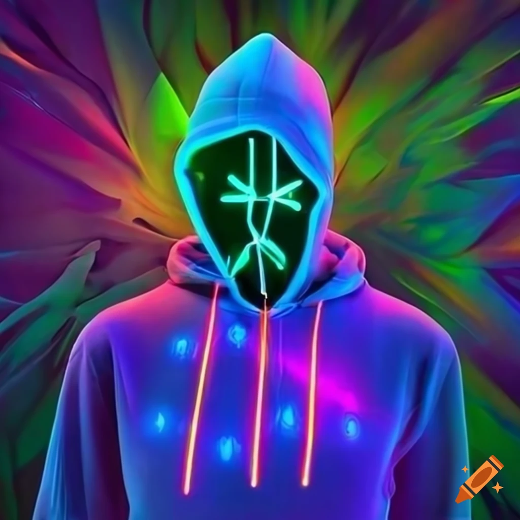 Man with futuristic LED hoodie neon style
