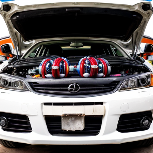 car with 3 alternators sticking out of hood
