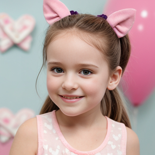 little girl pink hart clips with pony tals