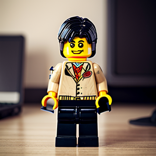 LEGO smartphone standing upright on a desk, battery icon at 100%, subtle visual tension, neutral indoor environment, cinematic LEGO style, shallow depth of field, realistic lighting, vertical 9:16
