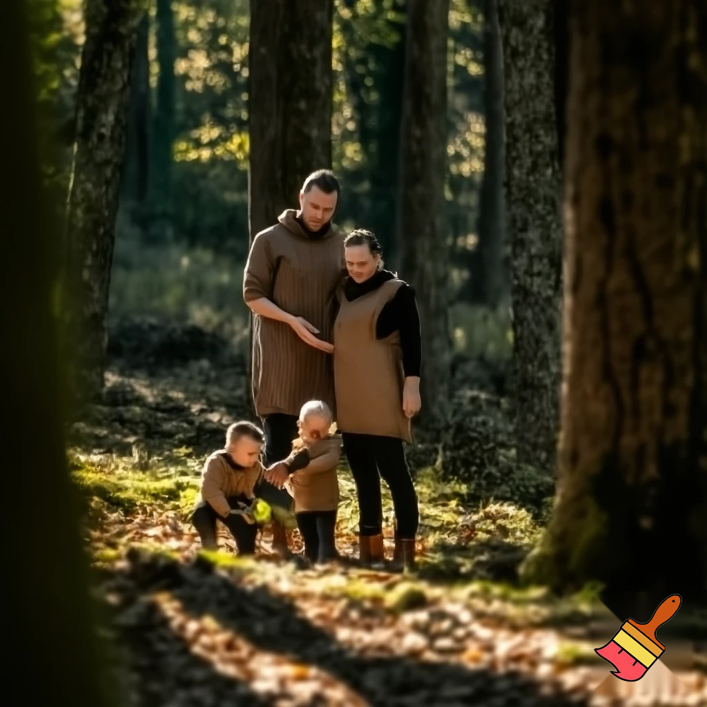 Family of 4 in the woods

