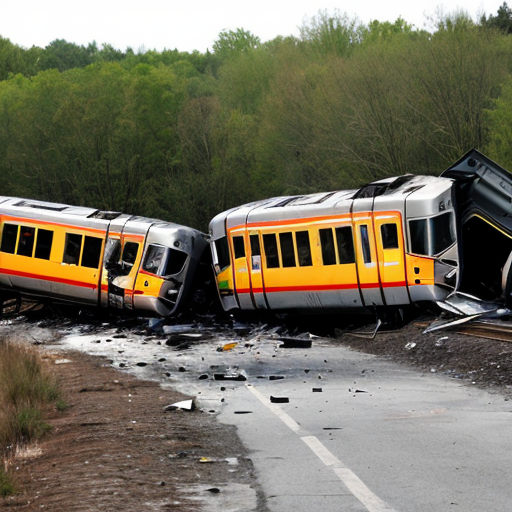 A train crashes