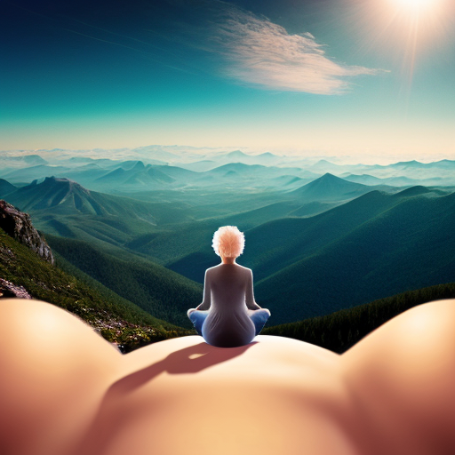 lucid dreaming. meditative by a mountain