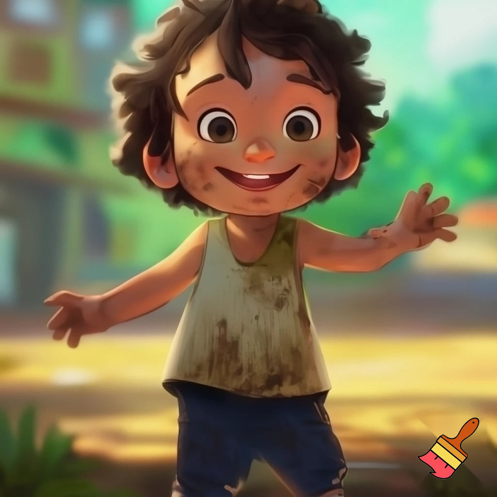 brazilian por kid with dirty klothers
