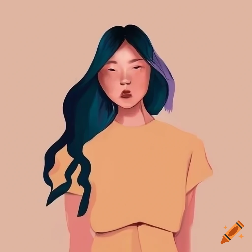 Jessica Lu in a modern simple illustration style using the Pantone Spring 2023 Fashion color palette