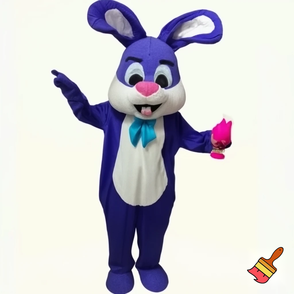 Easter bunny mascot costume, real person top hat