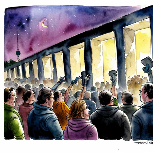 Comic featured , 9 november 1989 night , a few people have some flashlight , all of them had sledgehammers , the people slams sledgehammers to the Berlin wall , trying to break through it