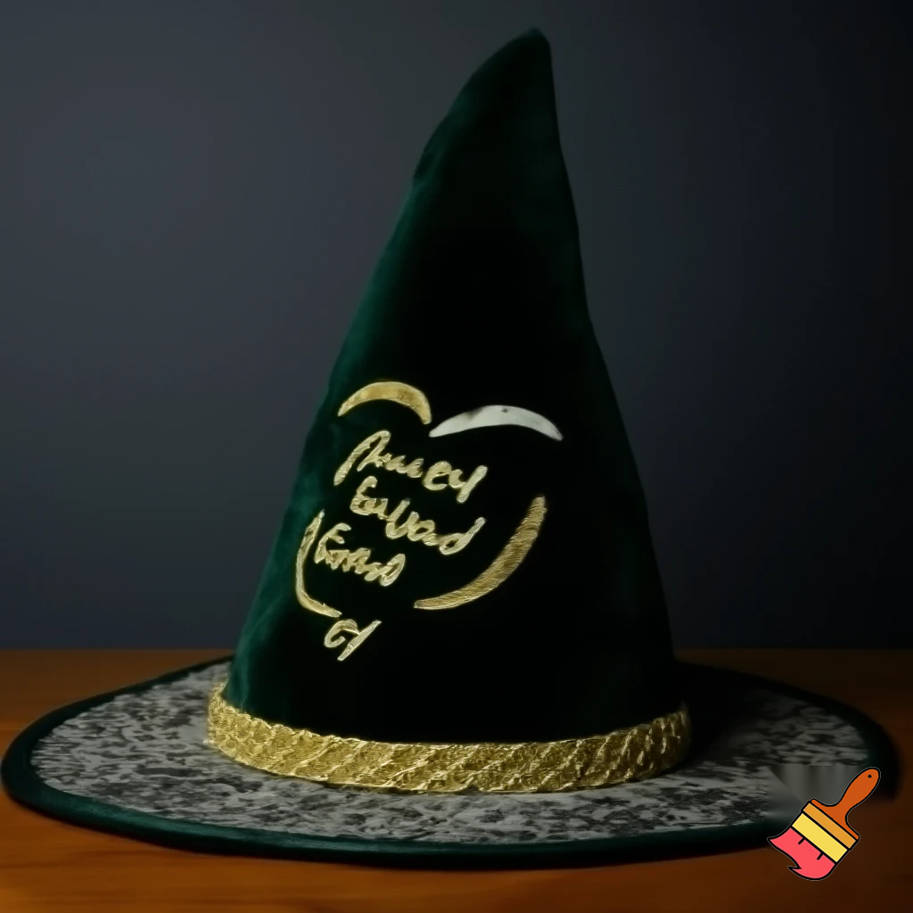 Christmas wizard hat written and velvet Bailey Tolly name on his message
