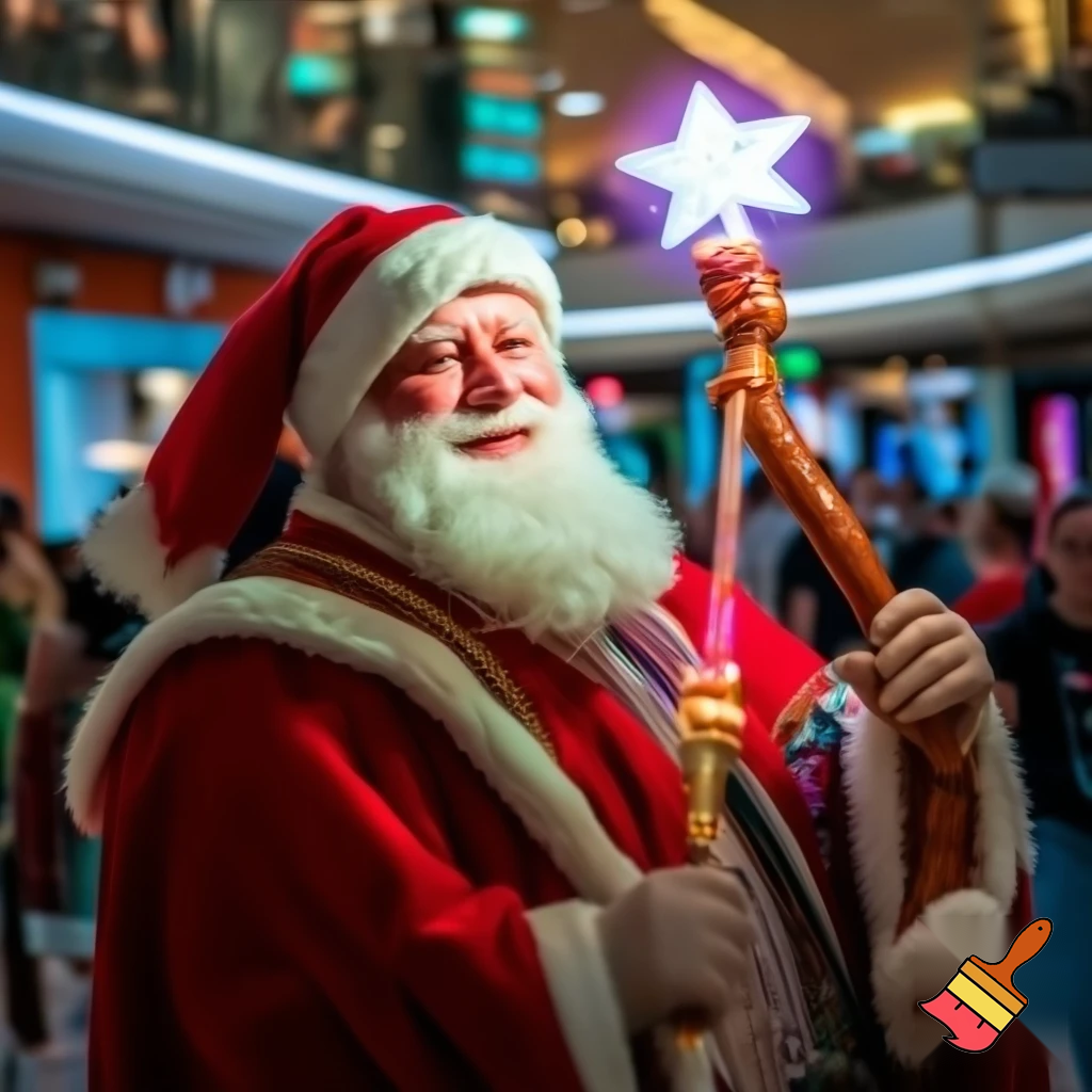 Santa Claus magic walking stick staff Russia shopping Centre Australia shopping immune in a star