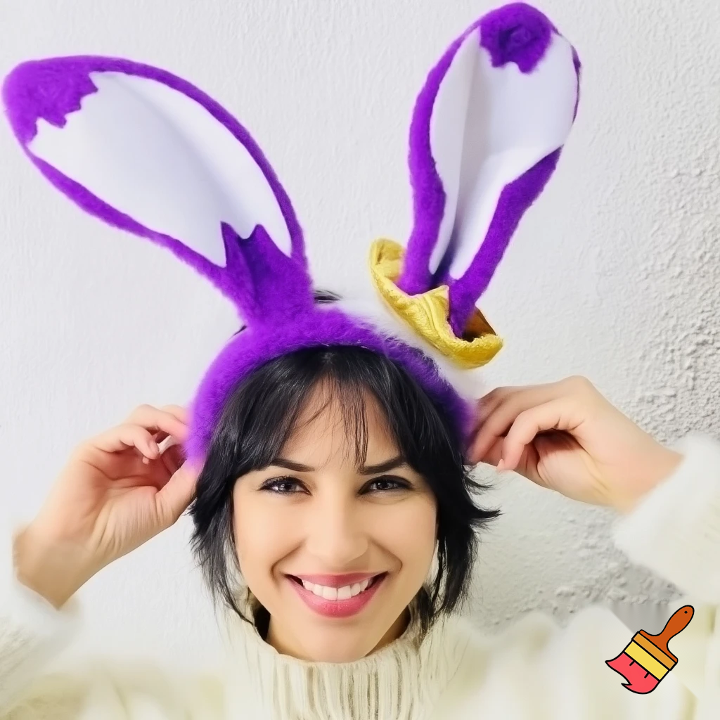 Easter bunny top hat headband, purple, purple and white with gold top hat top hat headband