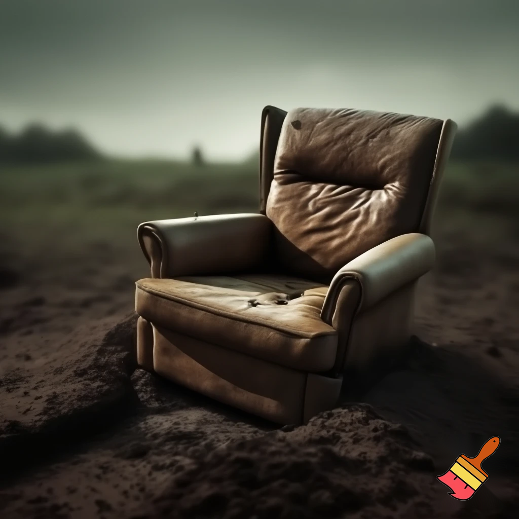 leather chair in a grave
