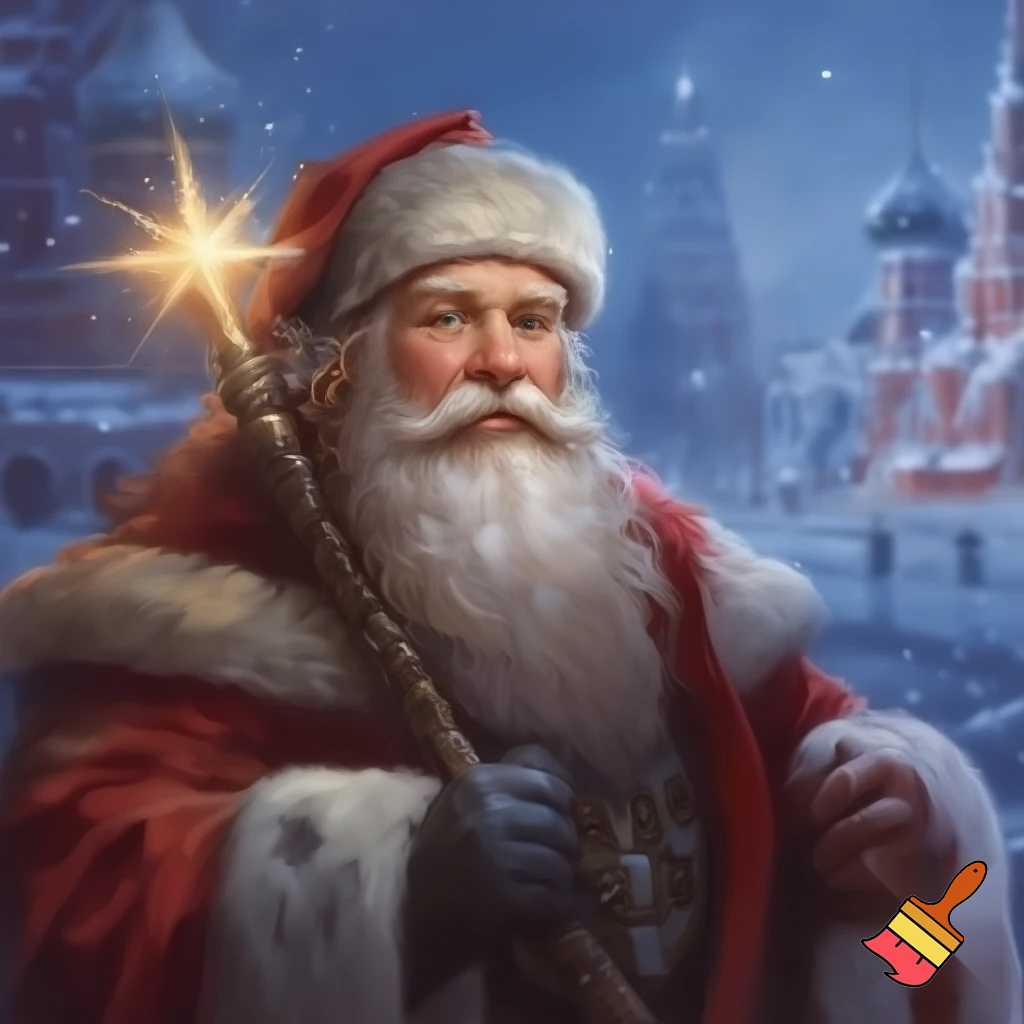 Santa Claus, Russia walking stick star