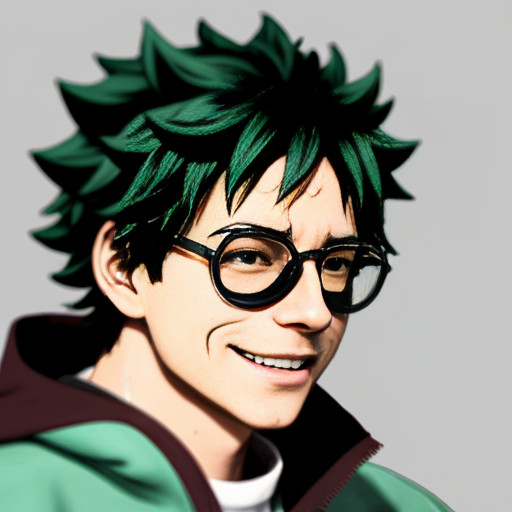 Izuku Midoriya from My hero academia wearing drippy glasses with nike tech fleece and a sideways cap for a profile picture make it look like izuku midoriya and really realistic

