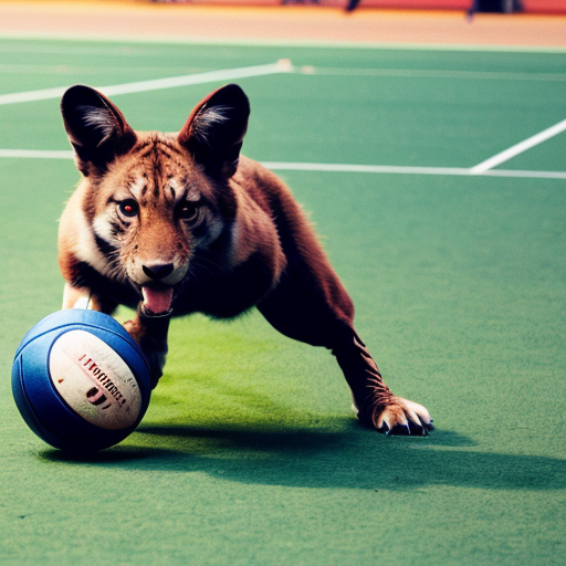 an animal playing a sport.
